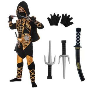 Halloween Golden Ninja Costume for Kids - Medium