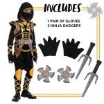 Halloween Golden Ninja Costume for Kids - Medium