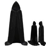 Velvet Hooded Black Cape for Halloween Costumes