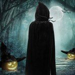 Velvet Hooded Black Cape for Halloween Costumes