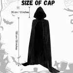 Velvet Hooded Black Cape for Halloween Costumes