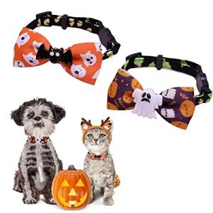 Halloween Bow Tie Cat and Dog Collars Set