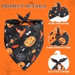 Halloween Dog Bandana Set - Witch & Pumpkin Design