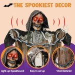 Animated Grim Reaper Decor with Illuminated Eyes