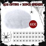 Jsdoin 60g Halloween Spinnennetz mit 30 Spinnen