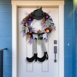 Halloween Witch Wreath with Pumpkin and Legs