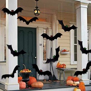 12PCS Glowing Eye Halloween Hanging Bat Decorations