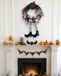 Halloween Witch Wreath with Pumpkin and Legs