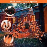 Giant Halloween Spider Webs and Colorful Spider Decor