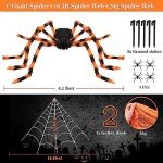 Giant Halloween Spider Webs and Colorful Spider Decor
