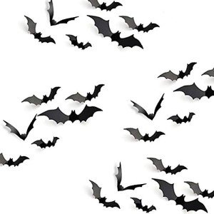 KUUQA 24-Piece 3D Bat Wall Decals for Halloween