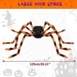 Giant Spooky Halloween Spider Decoration with Red Eyes