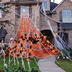 Giant Spooky Halloween Spider Decoration with Red Eyes