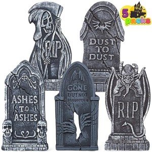 5-Pack Halloween Foam Tombstone Decorations with Stakes