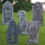 5-Pack Halloween Foam Tombstone Decorations with Stakes