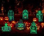 6 Pack Fluorescent Halloween Graveyard Decorations