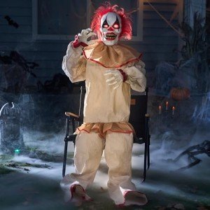 Scary 152 cm Animated Clown Decor for Halloween
