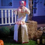 Scary 152 cm Animated Clown Decor for Halloween