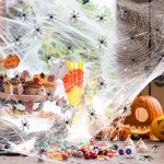 Stretchable Halloween Spider Web Decoration with Spiders