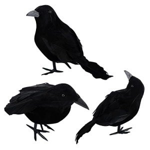 3 Realistic Black Crow Decorations for Halloween
