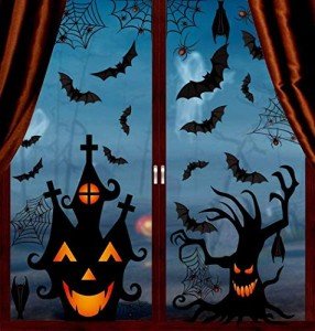Halloween Window Stickers Set: Bats & Spiders