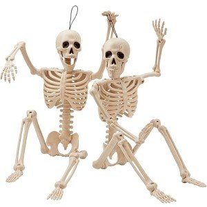 2 Pack 61cm Posable Halloween Skeletons - Scary Decor