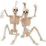 2 Pack 61cm Posable Halloween Skeletons - Scary Decor