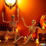 2 Pack 61cm Posable Halloween Skeletons - Scary Decor