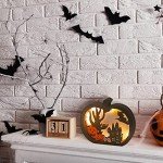 LOKIPA LED Wooden Halloween Table Decoration, Black