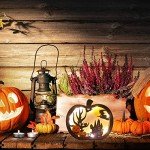 LOKIPA LED Wooden Halloween Table Decoration, Black
