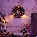 12-Inch Pre-Lit Halloween Ball Wreath Decoration