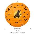 Halloween Pumpkin Paper Lanterns with Tassels - 8 Pack