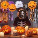 Halloween Pumpkin Paper Lanterns with Tassels - 8 Pack