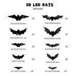 3D LED Halloween Bat Wall Decor - 24 Pack