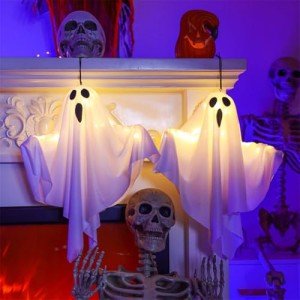 Light Up Ghost Decor for Halloween - 2 pcs
