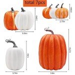 7pcs Orange & White Artificial Pumpkins for Decor