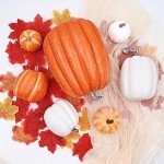 7pcs Orange & White Artificial Pumpkins for Decor