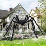 Giant Halloween Spider Decoration with Spider Webs