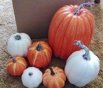7pcs Orange & White Artificial Pumpkins for Decor