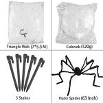 Giant Halloween Spider Decoration with Spider Webs