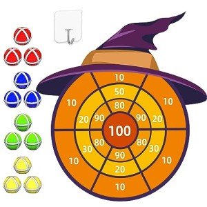 DQMOON 76cm Halloween Witch Dartboard with Sticky Balls