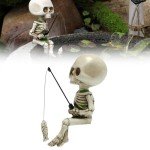 Gothic Fishing Skeleton Garden Decoration Statue
