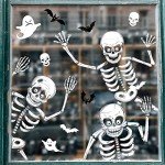 70 Halloween Window Stickers - Skeletons, Ghosts, Bats