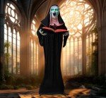 Scary Talking Nun Animatronics Halloween Decoration 65