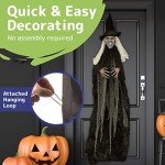 Life-Size Flying Witch with Glowing LED Eyes