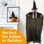 Life-Size Flying Witch with Glowing LED Eyes