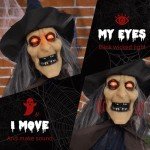 Witch Animatronic with Broomstick Halloween Decoration