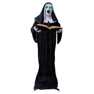 Scary Talking Nun Animatronics Halloween Decoration 65