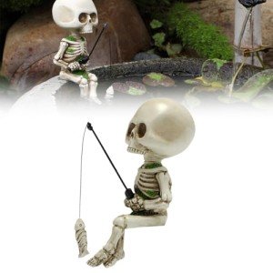 Gothic Fishing Skeleton Garden Decoration Statue