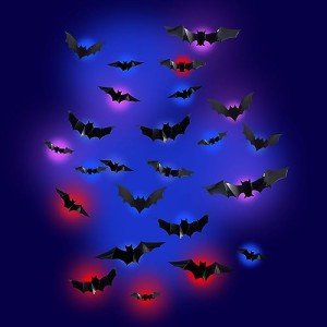 3D LED Halloween Bat Wall Decor - 24 Pack